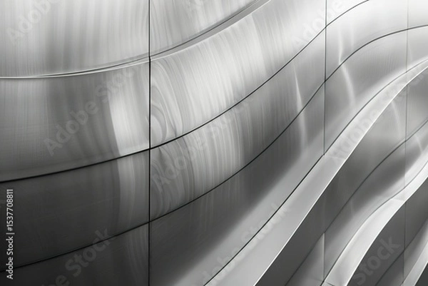 Fototapeta Abstract Metal Waves: A stunning display of light and shadow on a metallic surface