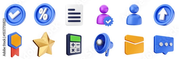 Obraz 3d user interface icon set bundle illustration
