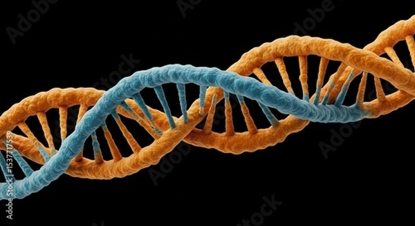 Obraz 3D Illustration of DNA Double Helix Molecule Genetic Code Isolated on Black Background for Research