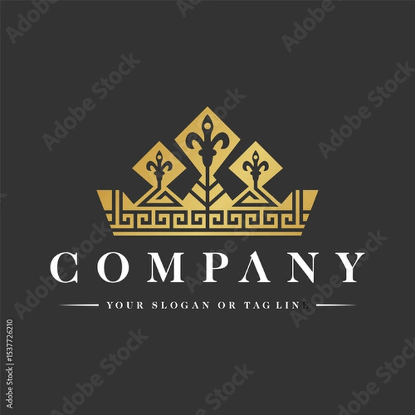 Fototapeta crown greek logo design vector template
