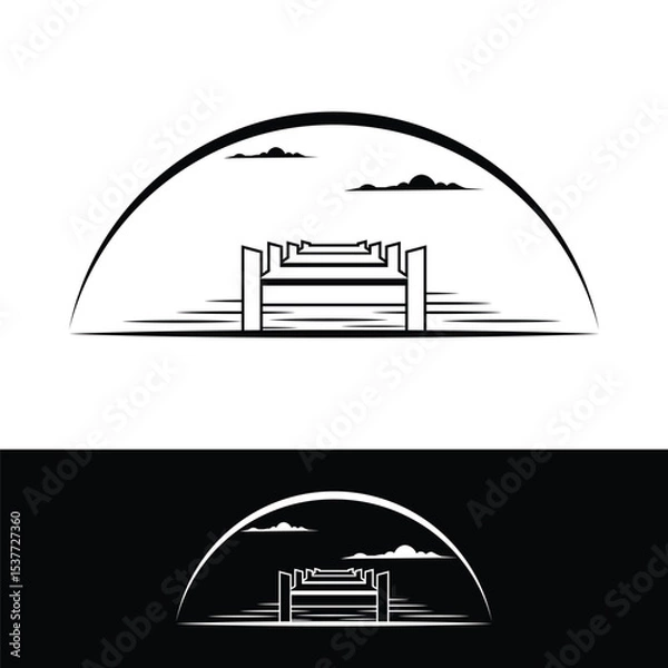 Obraz pier beach dock concept logo design vector template