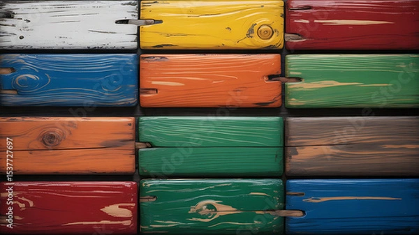 Fototapeta Vibrant Painted Wood Texture: Colorful Background for Design Projects