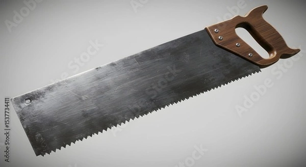Obraz Vintage Hand Saw with Wooden Handle - 3D Render