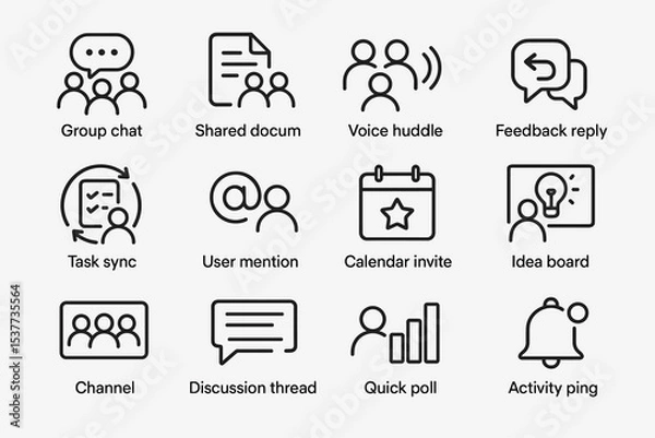 Obraz Communication and collaboration icons for digital workflows