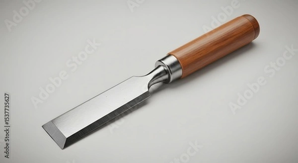 Obraz Wood Chisel with Wooden Handle - Carpentry Tool, 3D Render