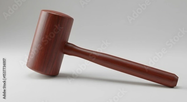 Obraz Wooden Mallet, 3D Render, Law Gavel, Auction Hammer, Judge, Justice, Wood Texture