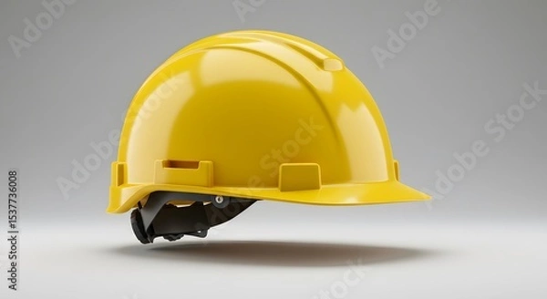 Fototapeta Yellow Hard Hat: Construction Safety Helmet 3D Render
