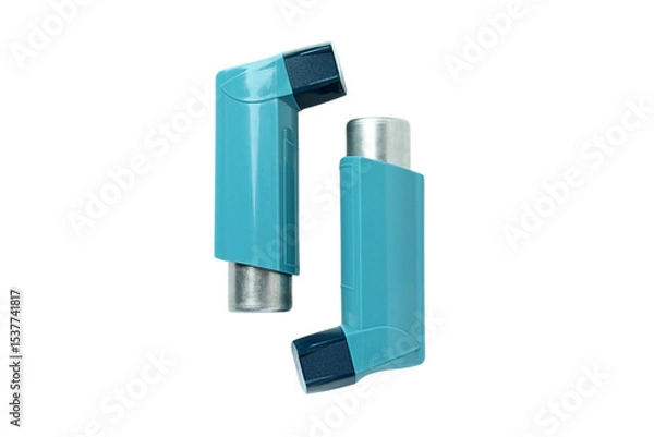 Obraz 2 blue inhalers for asthma care, isolated on white, PNG