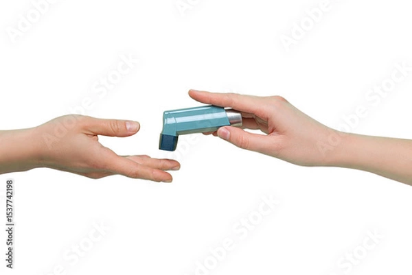 Obraz Passing an inhaler for treatment, isolated on white, PNG