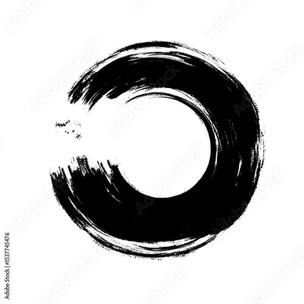 Fototapeta Grunge Round Shapes and Circle Banner Vector Collection Zen Enso Brush for Vintage and Distressed Design Projects