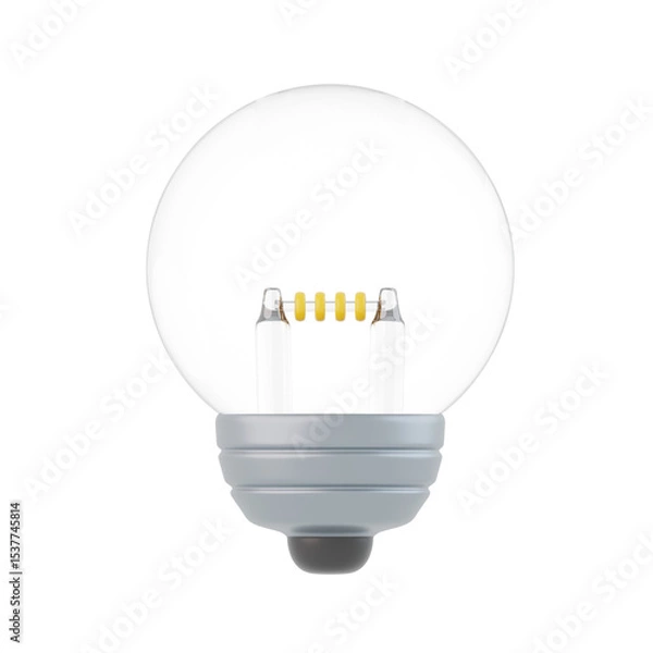 Fototapeta A clear light bulb with internal elements visible, set against a white background.
