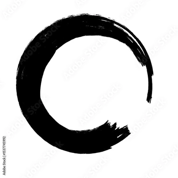 Fototapeta Grunge Round Shapes and Circle Banner Vector Collection Zen Enso Brush for Vintage and Distressed Design Projects