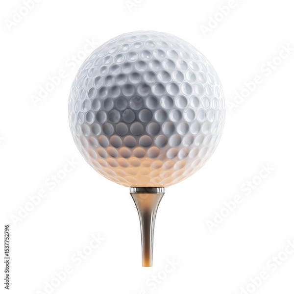Fototapeta A high-quality 3D illustration of a golf ball on a tee on transparent background

