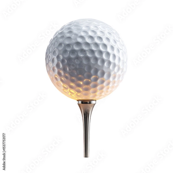 Fototapeta A high-quality 3D illustration of a golf ball on a tee on transparent background

