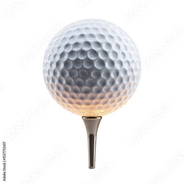 Fototapeta A high-quality 3D illustration of a golf ball on a tee on transparent background

