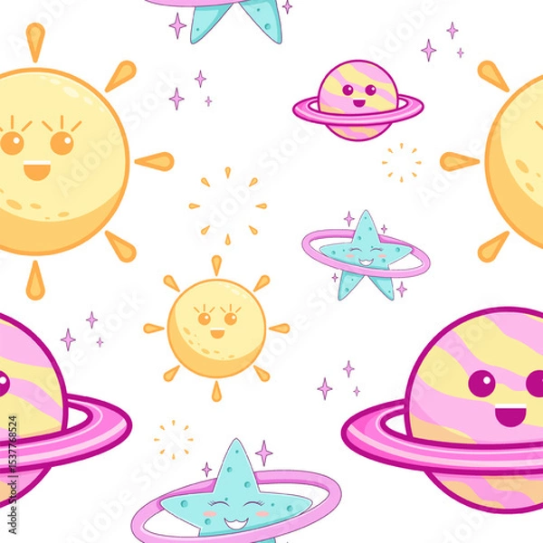 Fototapeta Solar System Seamless Pattern