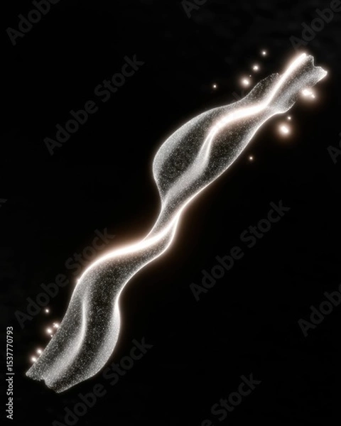Fototapeta Abstract Sparkling Light Wave on Black Background