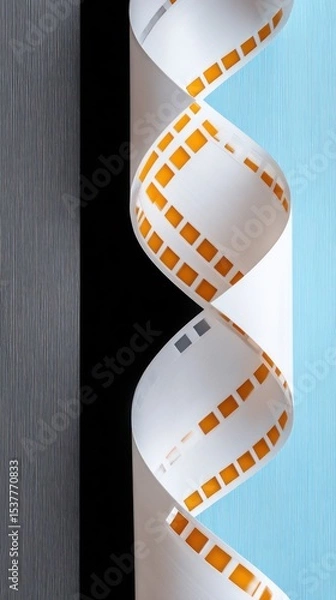 Fototapeta Abstract Spiral Ribbon with Orange Dots on White Background