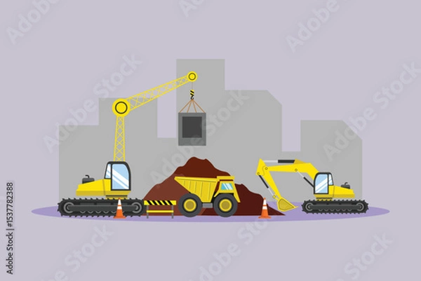 Obraz Construction Concept. Colored flat vector illustration isolated