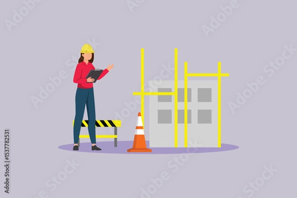 Obraz Construction Concept. Colored flat vector illustration isolated