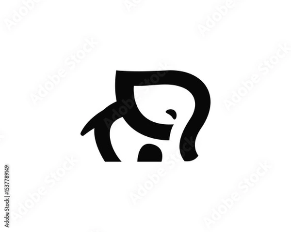 Obraz simple line art elephant logo design template illustration inspiration