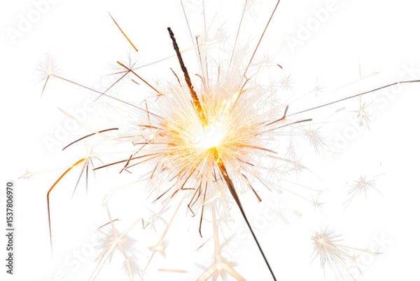 Fototapeta Celebrating With Sparklers Glowing In The Dark Of Night