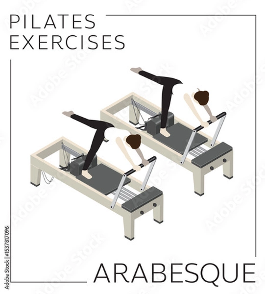 Fototapeta Pilates Exercise Arabesque on the Reformer Vector