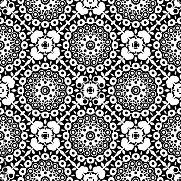 Obraz White lace squares on black background retro decor