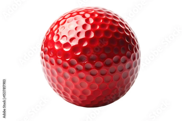 Fototapeta Close Up Studio Shot of a Single Vibrant Red Golf Ball Against a Black Background A I G E N E R A T E D - P N G isolated on a transparent background