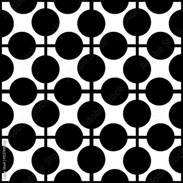 Obraz Black and white checkered and polka dot pattern retro 