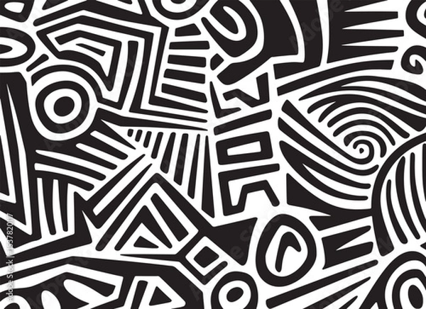 Fototapeta abstract pattern black and white geometric shape background