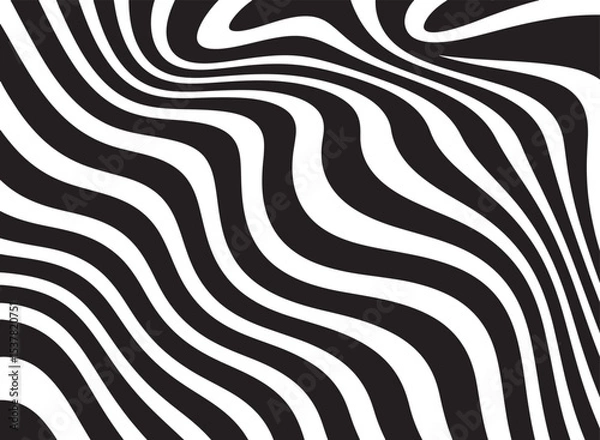 Fototapeta abstract wavy pattern black and white background