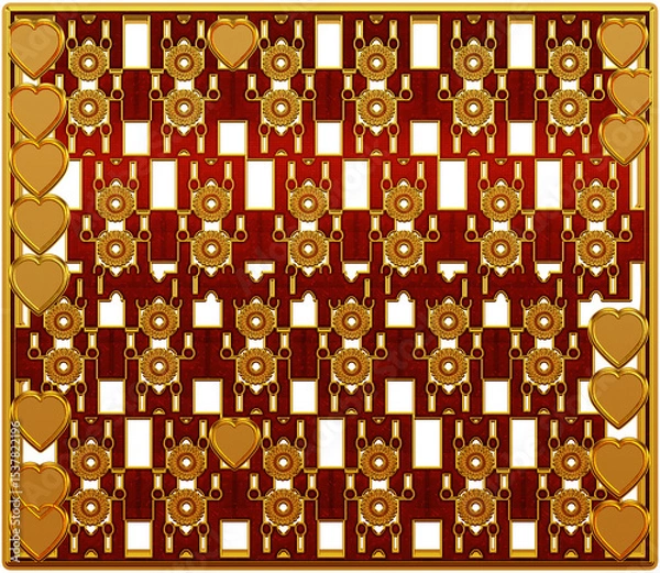 Fototapeta 3d vector seamless pattern red and gold textured