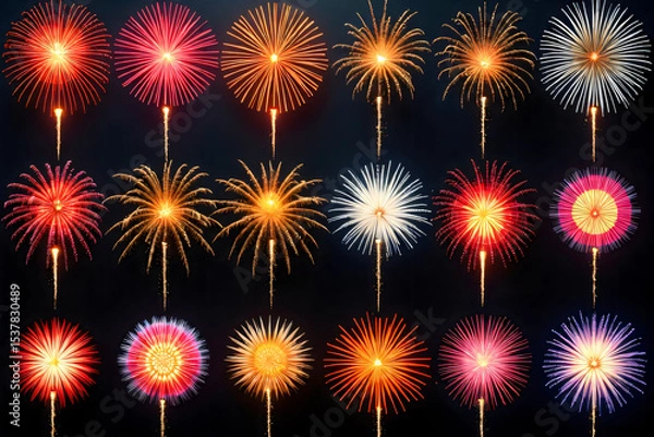 Fototapeta seamless pattern with fireworks