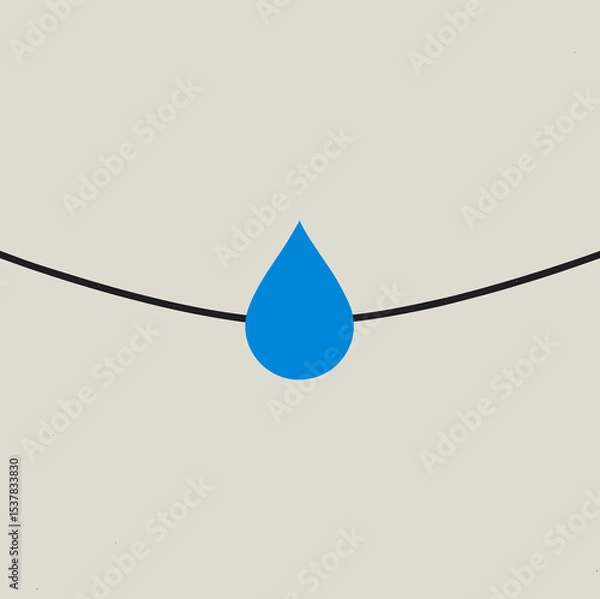 Fototapeta Minimalist Water Drop on a Line. Concept of balance and purity.