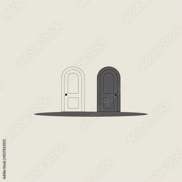 Fototapeta Two Doors of Opportunity. Concept of choice, decision, and paths.