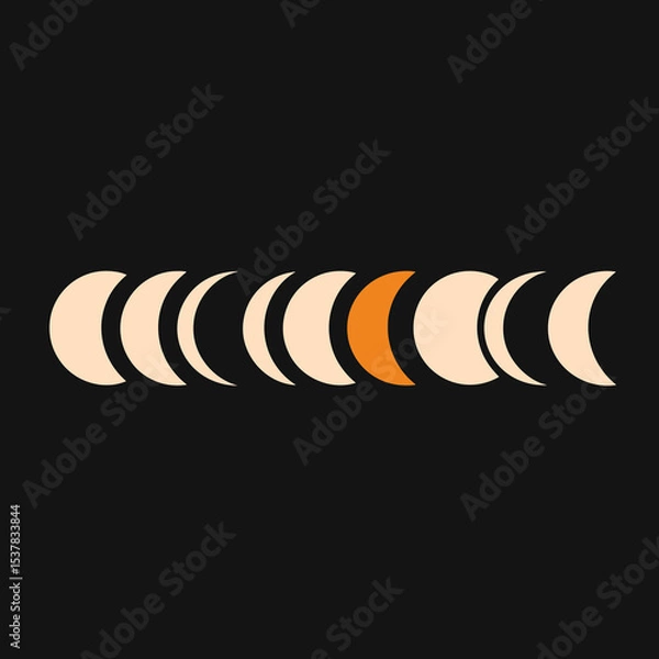 Fototapeta Moon Phases Lunar Cycle. Abstract celestial sequence with highlight.