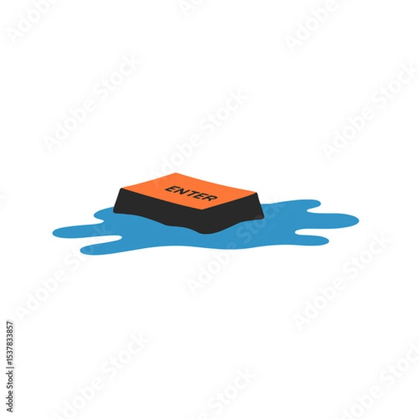 Fototapeta Sinking Enter Key. Surreal concept of digital interaction or mistakes.