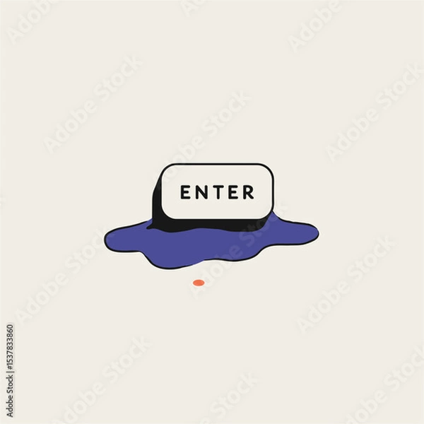 Fototapeta Melting Enter Key. Surreal illustration of digital action and decision.