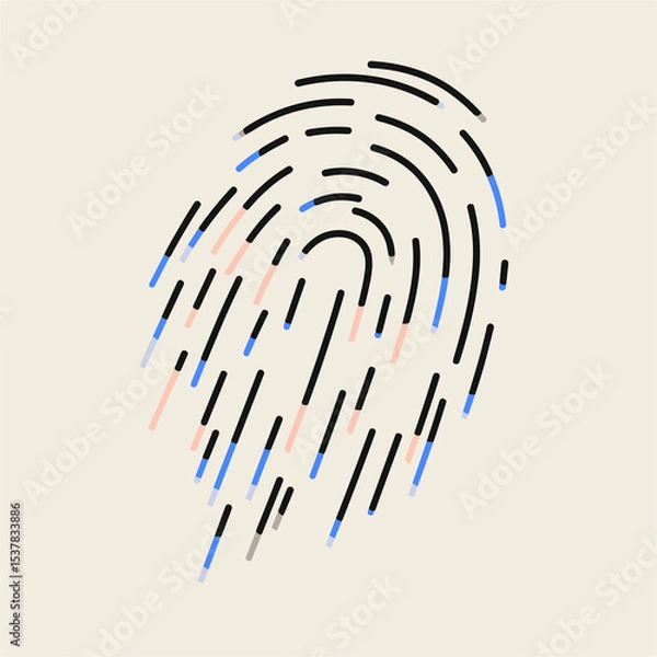 Fototapeta Abstract Digital Fingerprint. Modern identity and security concept.