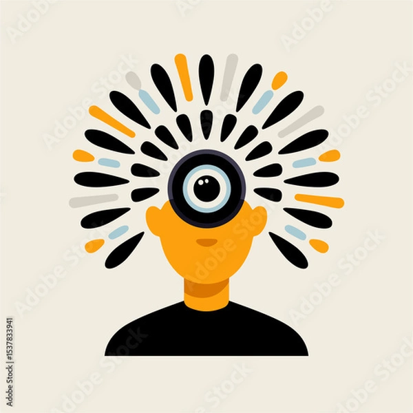 Fototapeta All-Seeing Third Eye Concept. Abstract symbol of enlightenment.