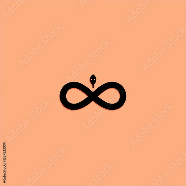 Fototapeta Minimalist Snake Ouroboros Icon. Simple serpent infinity symbol.