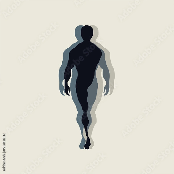 Fototapeta Man's Aura and Shadow Self. Abstract concept of psychology and soul.