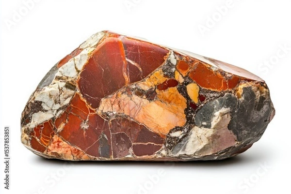 Fototapeta A striking specimen of jasper rock showcases vibrant red orange and grey hues a captivating blend of colors and textures ideal for geology nature and art backgrounds