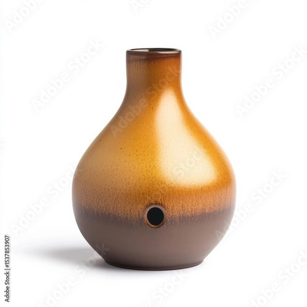 Fototapeta Elegant Amber and Brown Ceramic Vase a Stunning Home Decor Accent Piece featuring a Unique Design and Smooth Texture perfect for Modern or Rustic Interior Styles