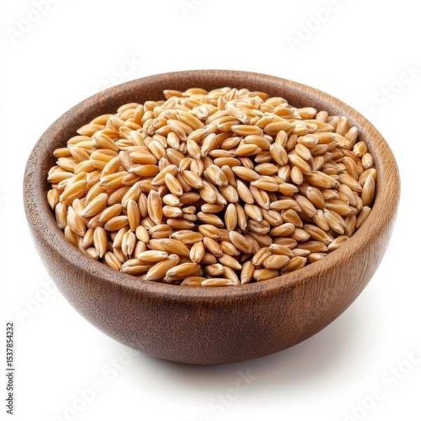 Fototapeta A wooden bowl overflows with nutritious farro grains a healthy whole grain perfect for hearty soups salads and side dishes offering a delicious nutty flavor and wholesome goodness.