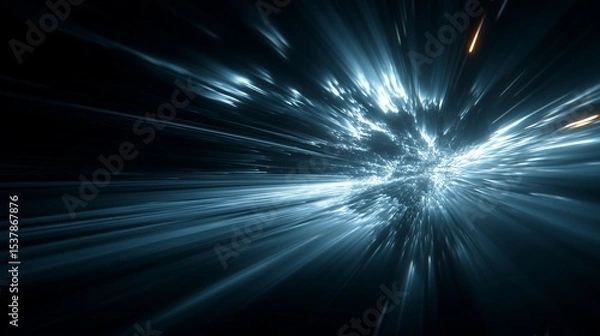 Fototapeta Fast Moving Light Streaks in Space