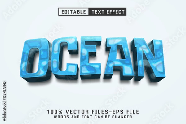 Fototapeta Ocean 3d Text - Editable Text Effect