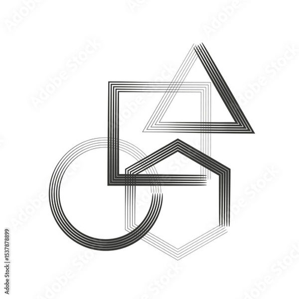 Obraz Geometric shape icon. Triangle circle square. Abstract contour figure. Vector modern form.