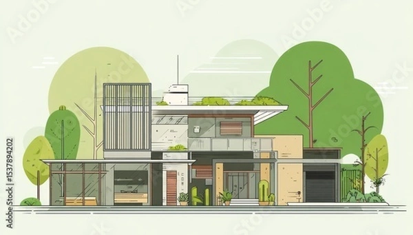 Obraz Clean design of a modern house, featuring elegant simplicity in its structure and style.